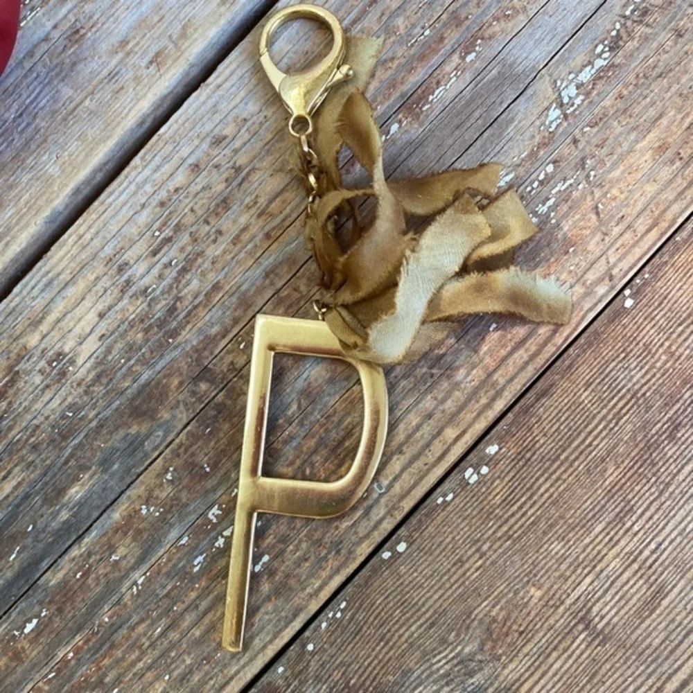 Anthropologie Monogram Brass Key Chain Fob
